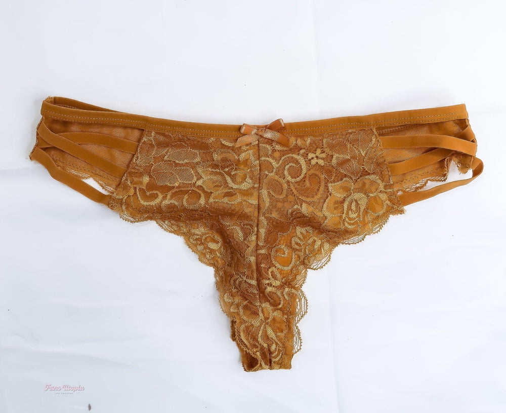 Ava Stone Yellow Lace Cheeky Panties + Signed Polaroid - FANS UTOPIA