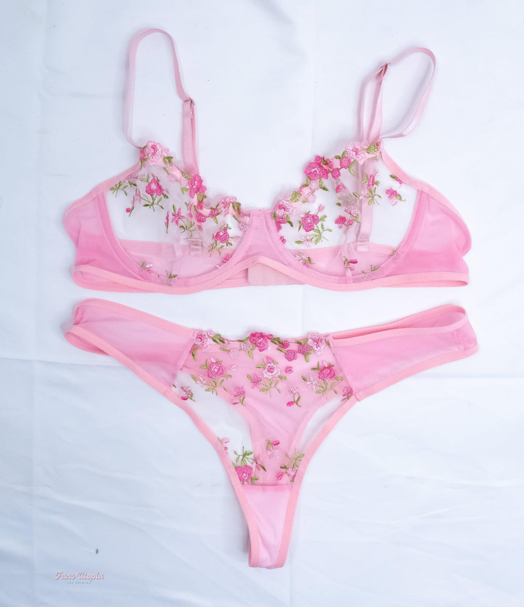 Brett Rossi Pink Floral Bra & Panties Set + Signed Polaroid - FANS UTOPIA