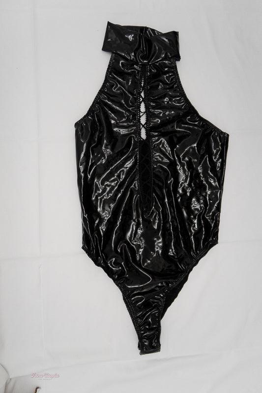 Brianna Dymond Black Pleather Bodysuit - FANS UTOPIA