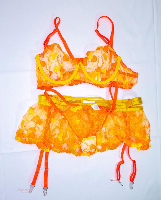 Brianna Dymond Neon Orange Yellow Lingerie Set - FANS UTOPIA