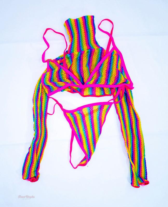Brianna Dymond Rainbow Mesh Outfit - FANS UTOPIA