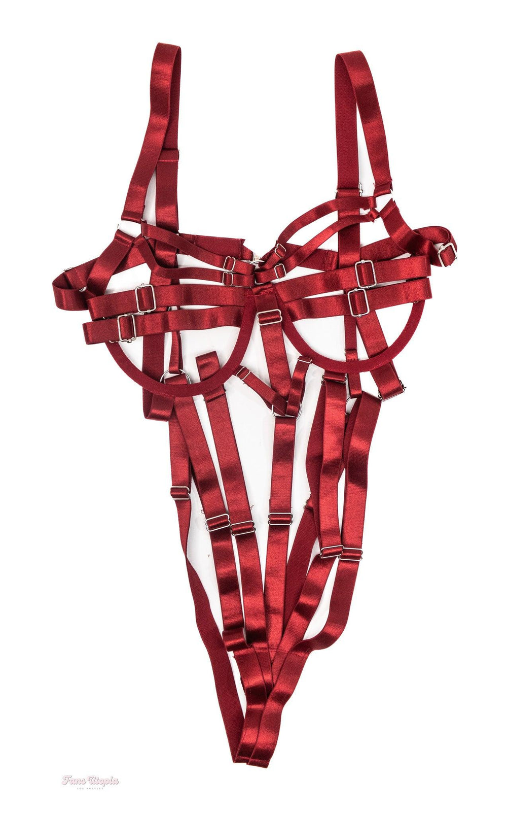 Bunny Madison Dark Red Strappy Bodysuit - FANS UTOPIA
