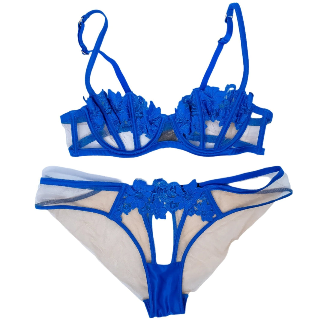 Carmen Valentina Blue Lace HB Bra & Panties Set - FANS UTOPIA