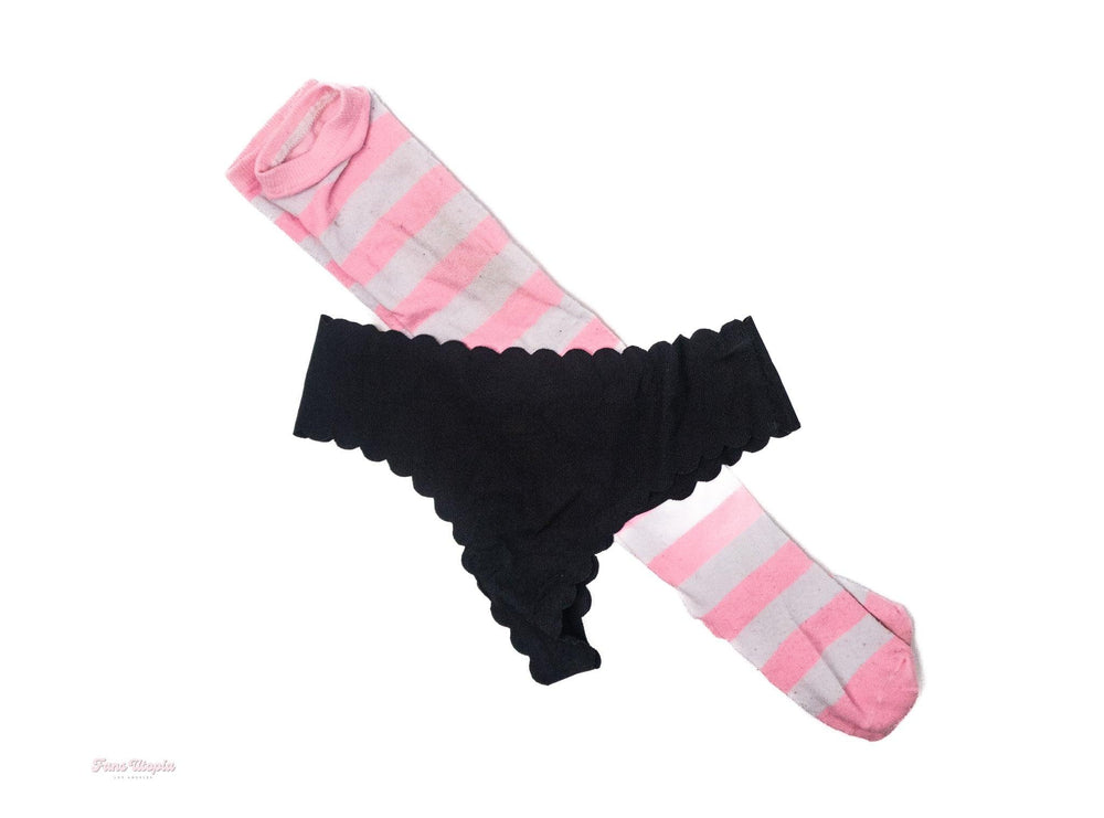 Celestina Blooms Black Panties + Pink Knee Socks - FANS UTOPIA