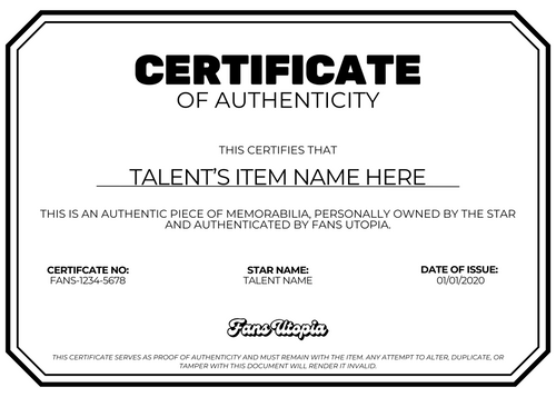 Certification of Authenticity