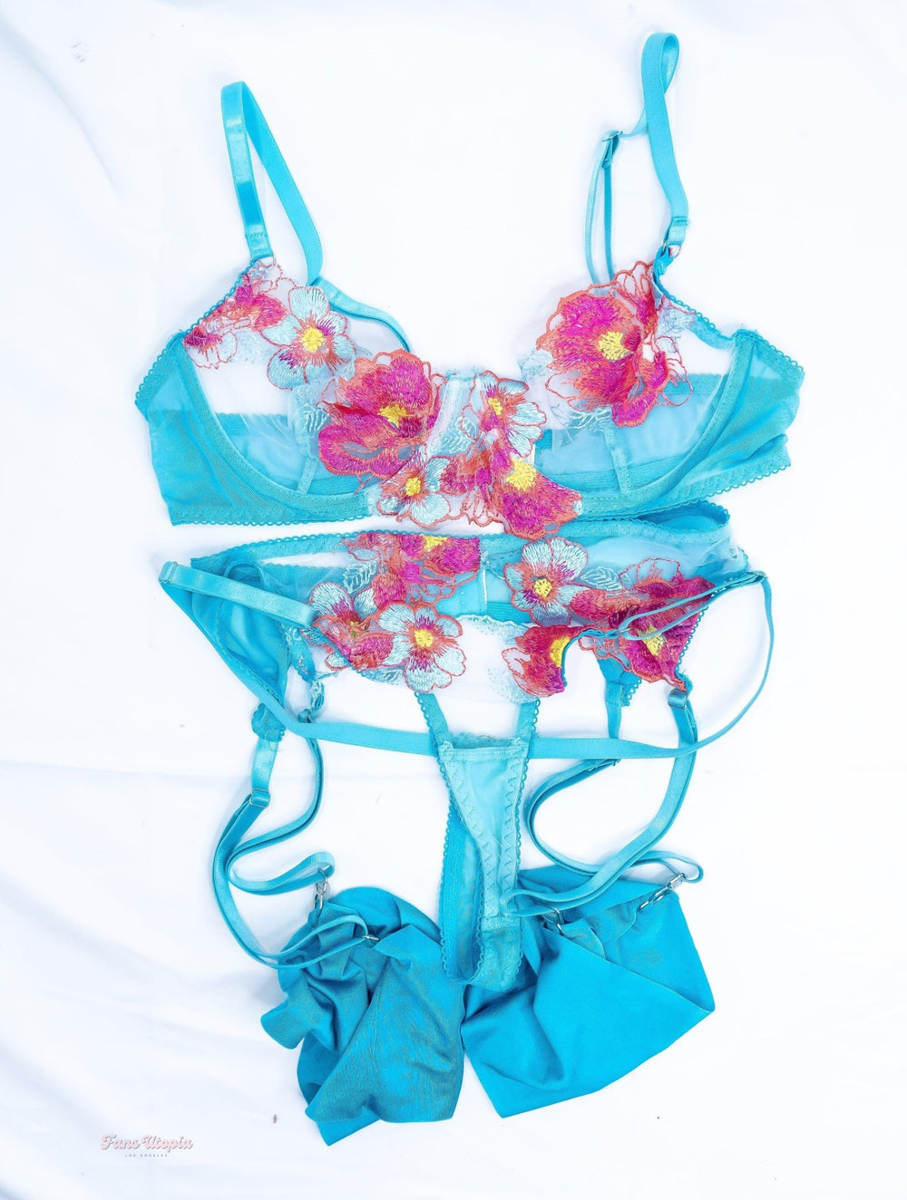 Chanel Camryn Blue Floral Lingerie Set - FANS UTOPIA