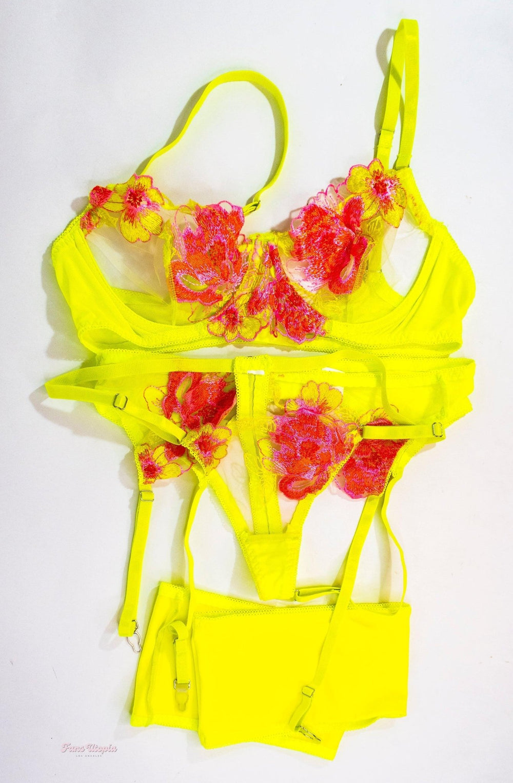 Charlotte Sins Yellow Floral Lingerie Set + Polaroid - FANS UTOPIA