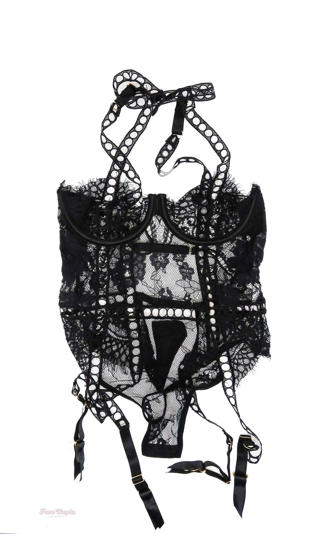 Cherie DeVille Black Lace Bodysuit With Leg Straps + Signed Polaroid - FANS UTOPIA