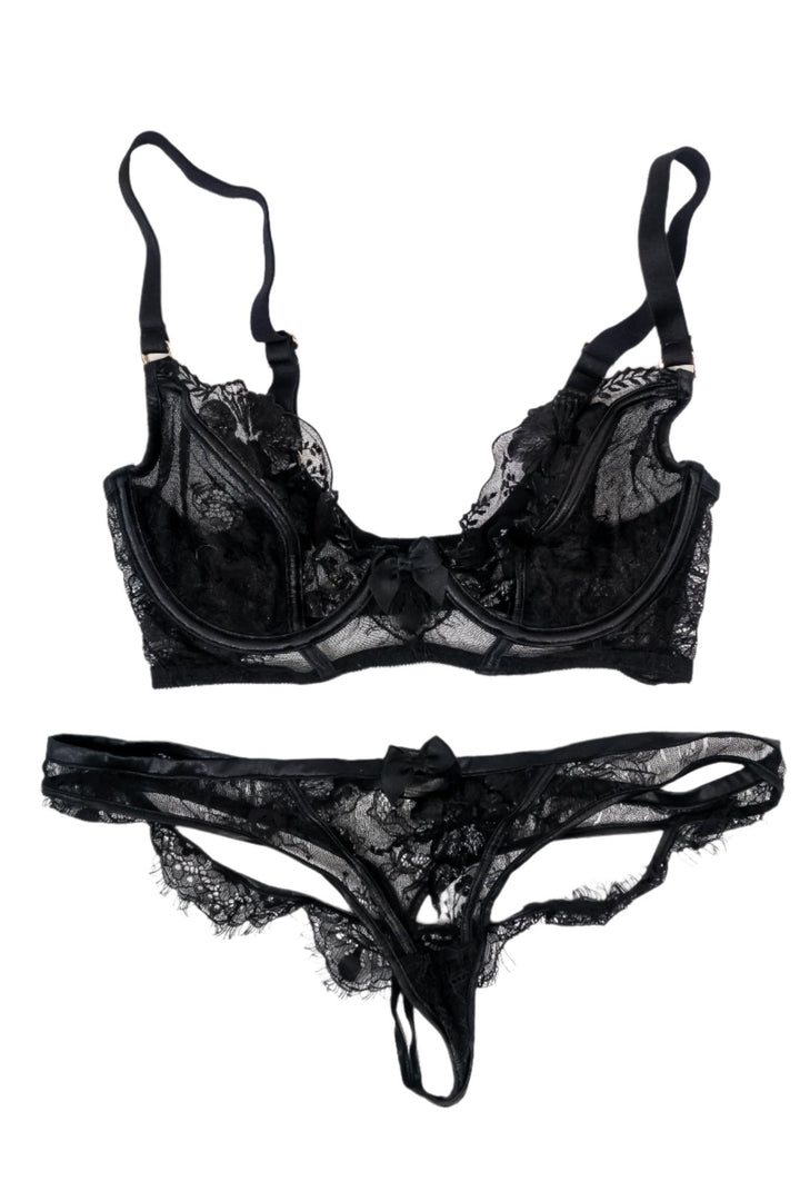 Cherie Deville Black Lace HB Bra & Panties Set - FANS UTOPIA