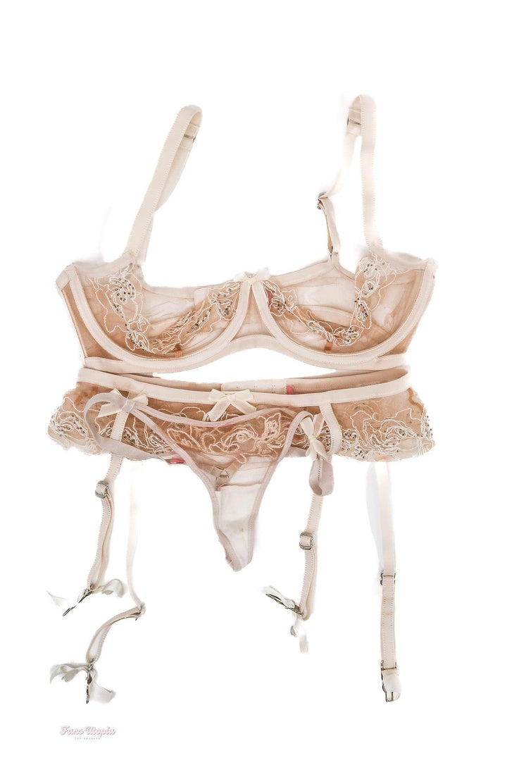 Cherie DeVille Cream AP Bra & Pany Set + Signed Polaroid - FANS UTOPIA