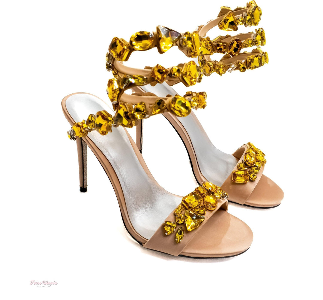 Cherie DeVille Gold Stone High Heels + Signed Polaroids - FANS UTOPIA