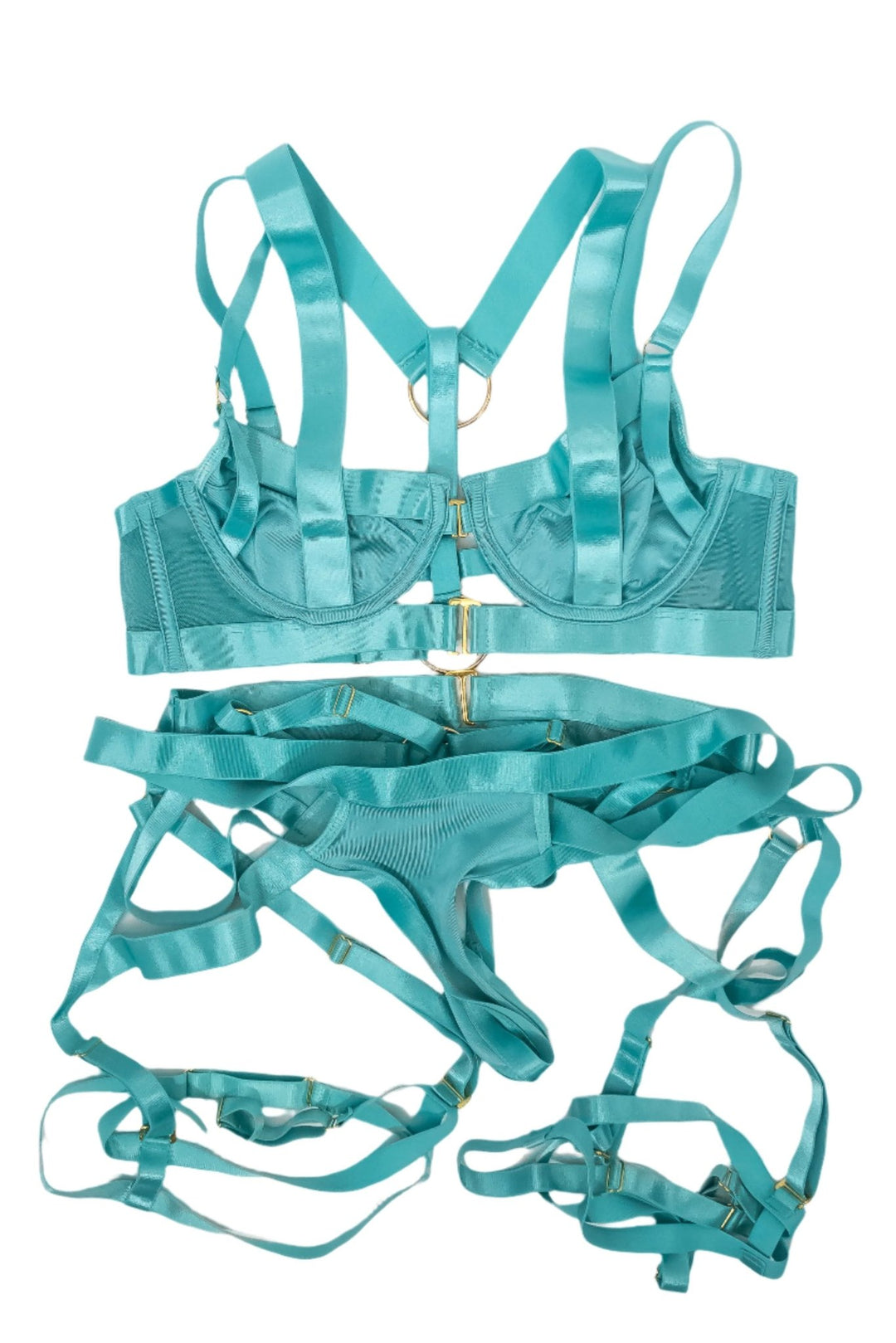 Cherie Deville Strappy Blue Lingerie Set - FANS UTOPIA