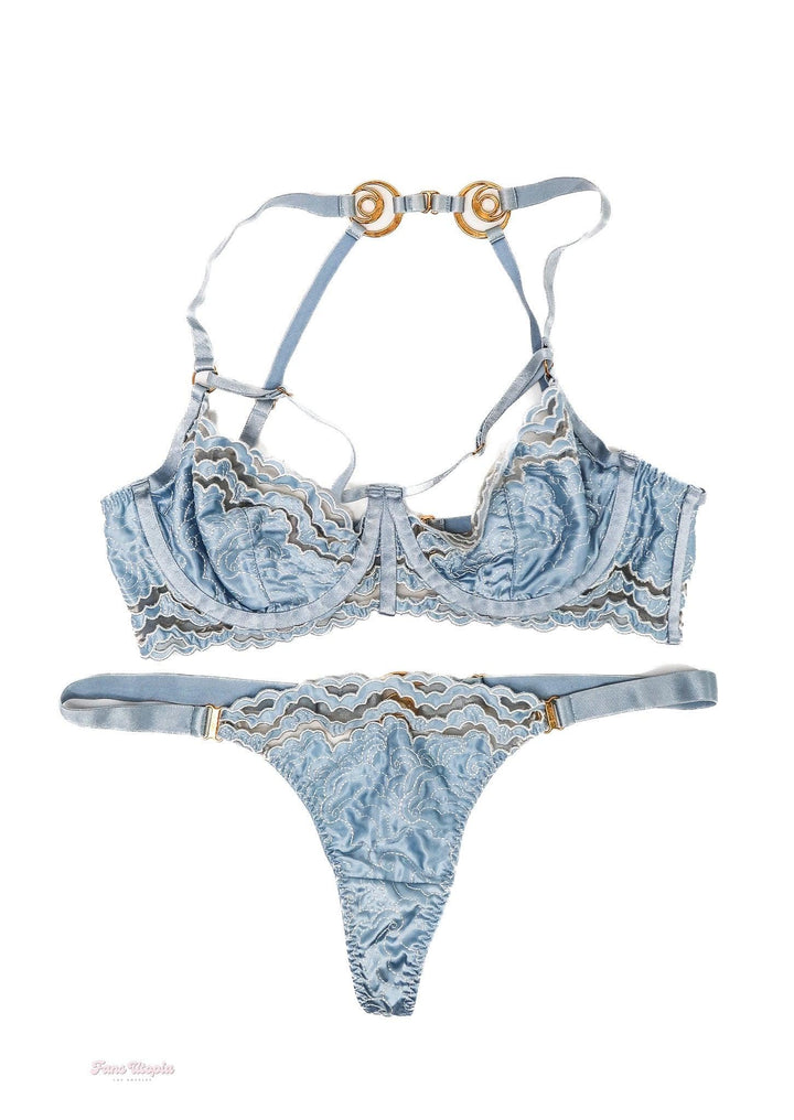 Emma Magnolia Light Blue Gold Bra & Panty Set - FANS UTOPIA