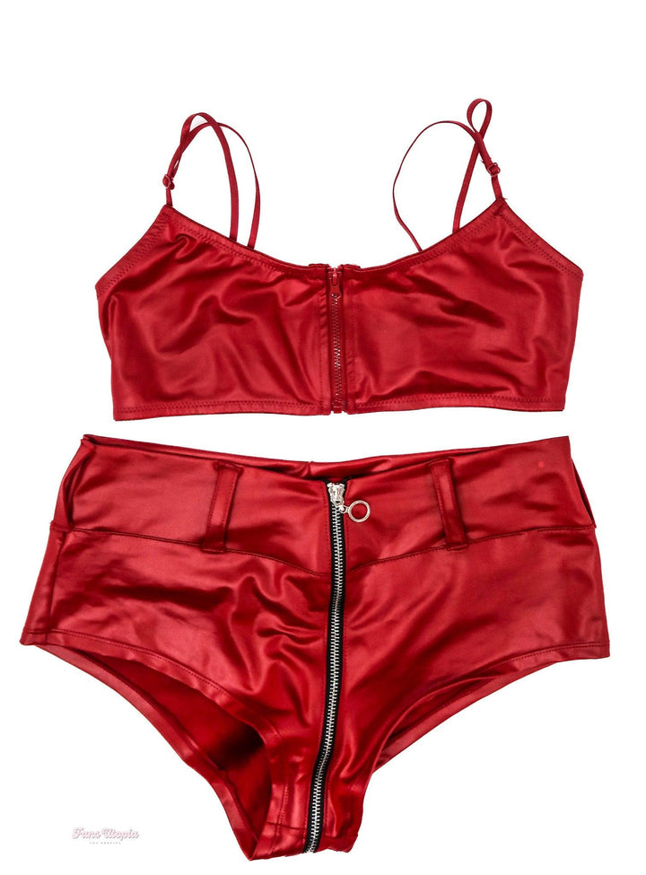Emma Magnolia Red Juicy Leather Set - FANS UTOPIA
