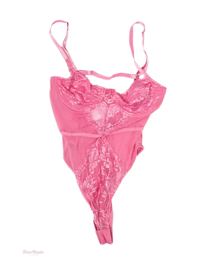 Eva Nyx Pink Lace Mesh Bodysuit