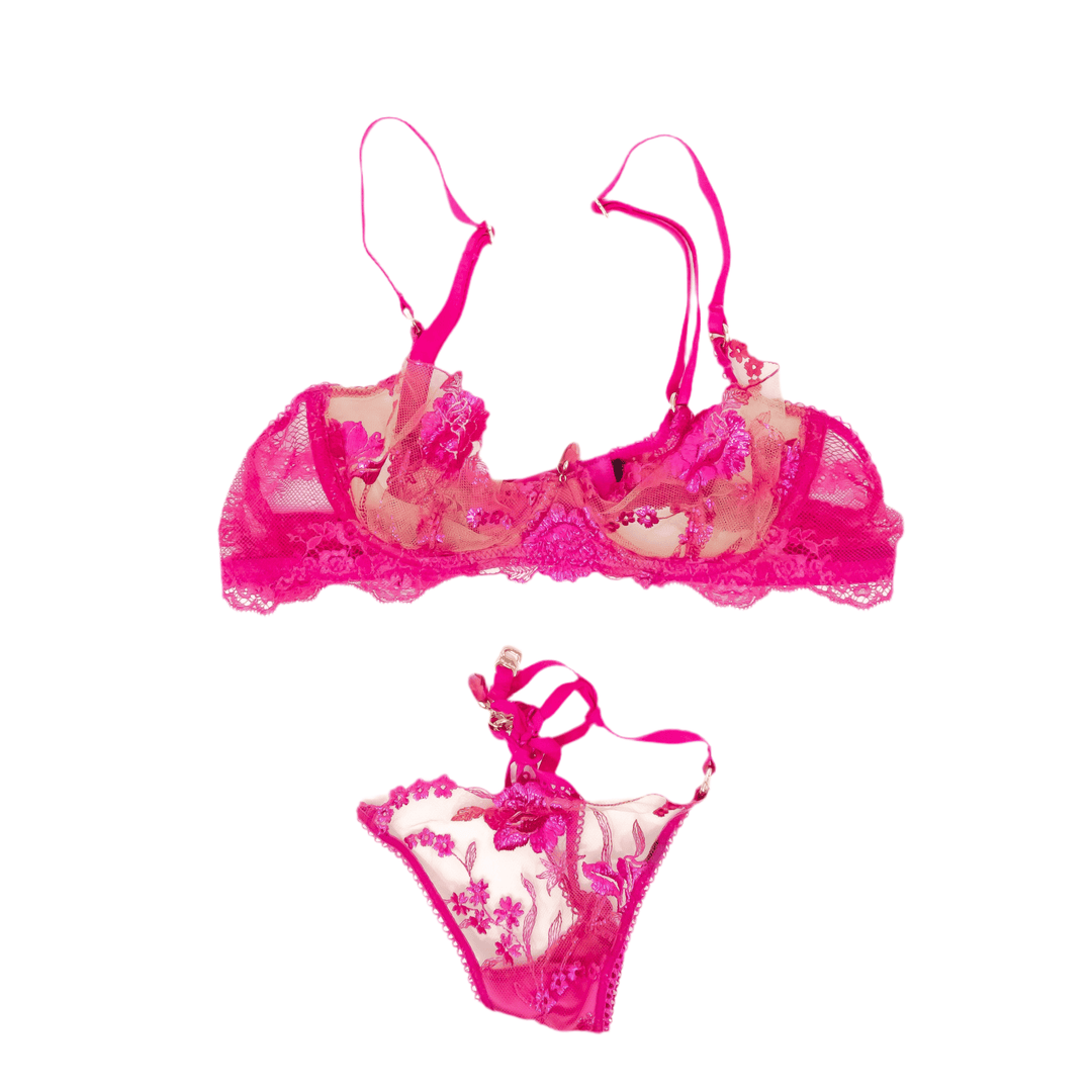 Jane Wilde Magenta HB Bra & Ripped Panties Set