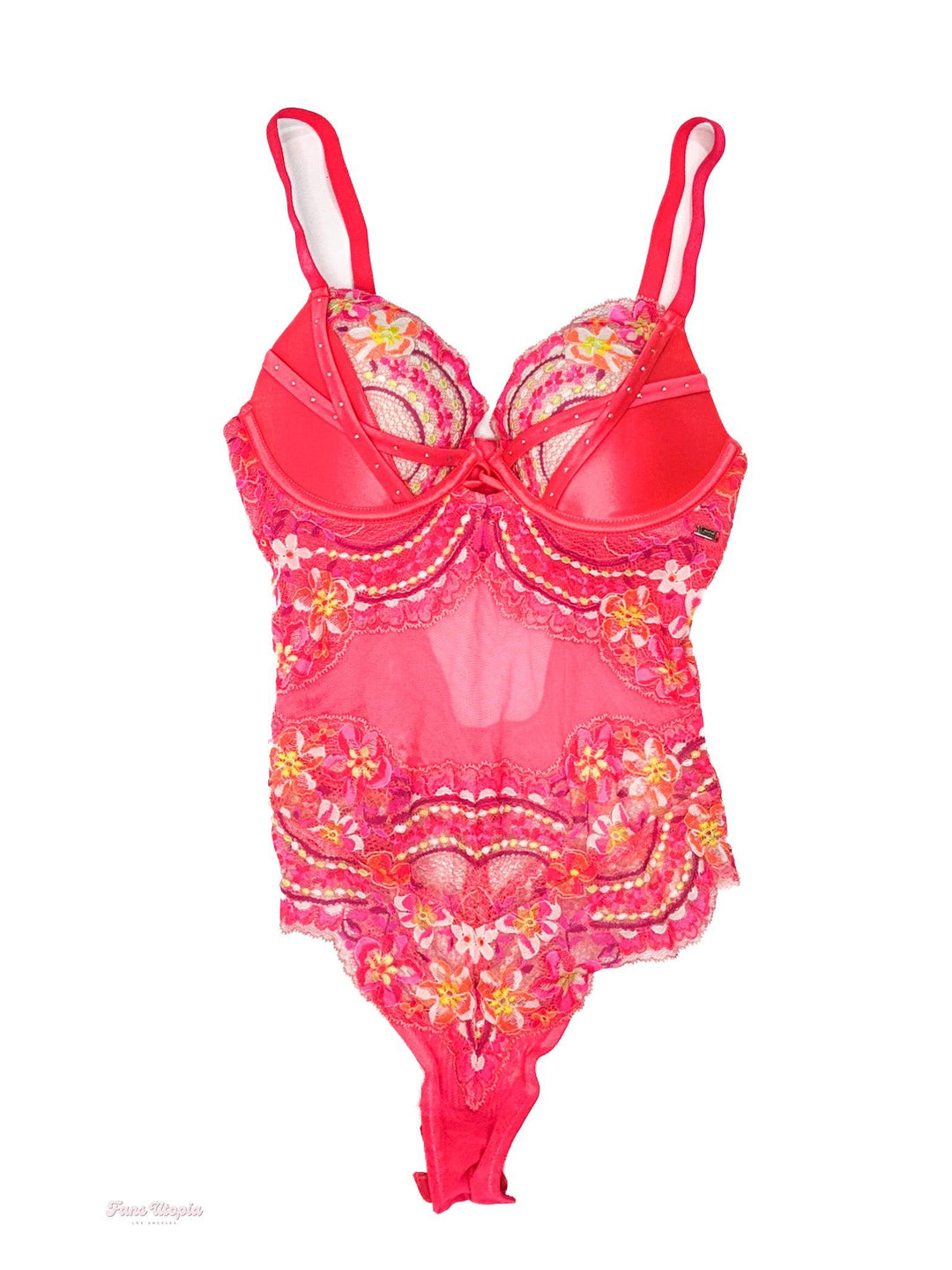 Jenna Foxx Pink Red Floral Bodysuit - FANS UTOPIA