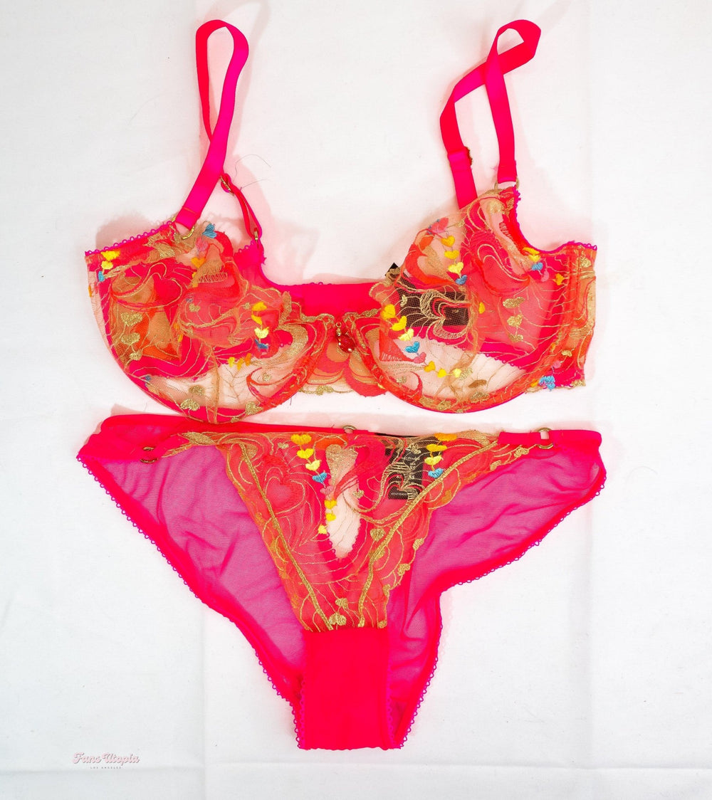 Joanna Angel Hot Pink Hearts Juicy HB Bra & Panties Set - FANS UTOPIA