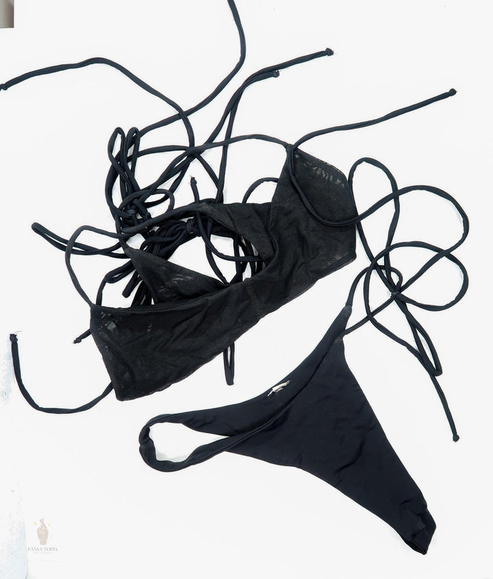 Kayley Gunner Black String Bikini - FANS UTOPIA