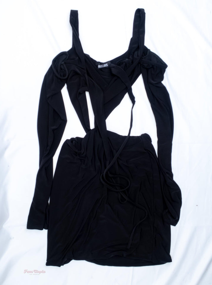 Kayley Gunner Black Wrap Dress - FANS UTOPIA