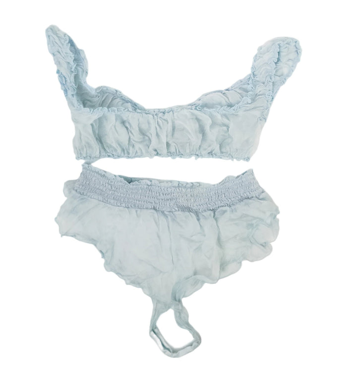 Kayley Gunner Blue Frilly Bra & Panties