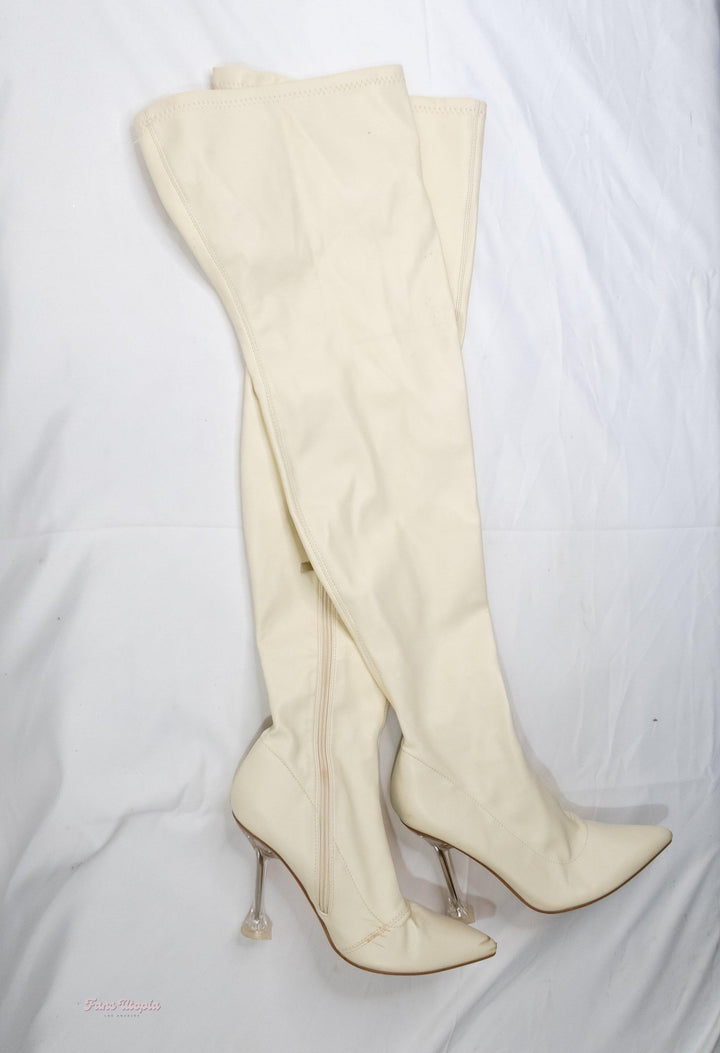 Kayley Gunner Blue Suit + Cream Knee High Boots - FANS UTOPIA