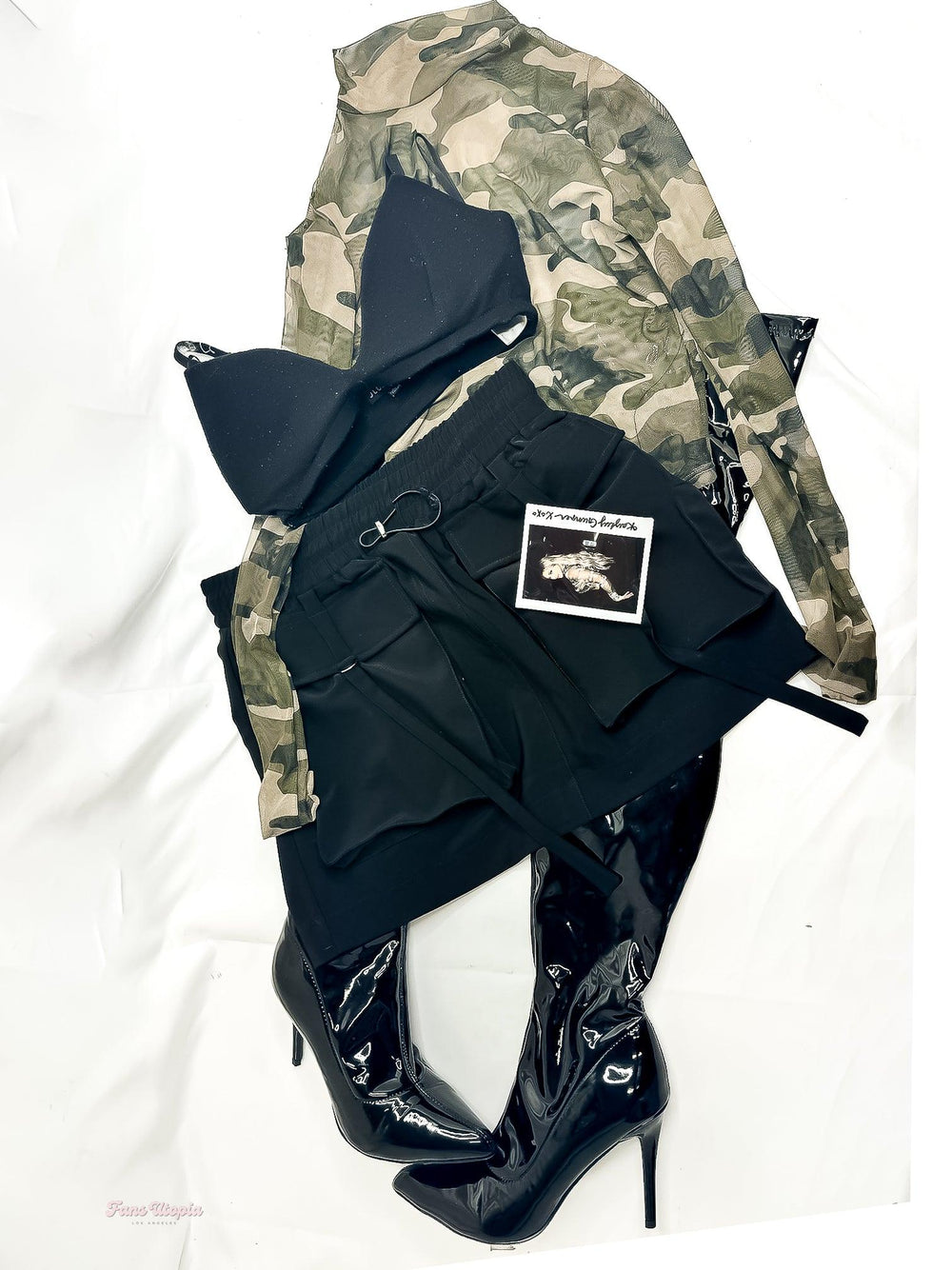Kayley Gunner Camo Outfit & Knee High Boots + Signed Polaroid - FANS UTOPIA