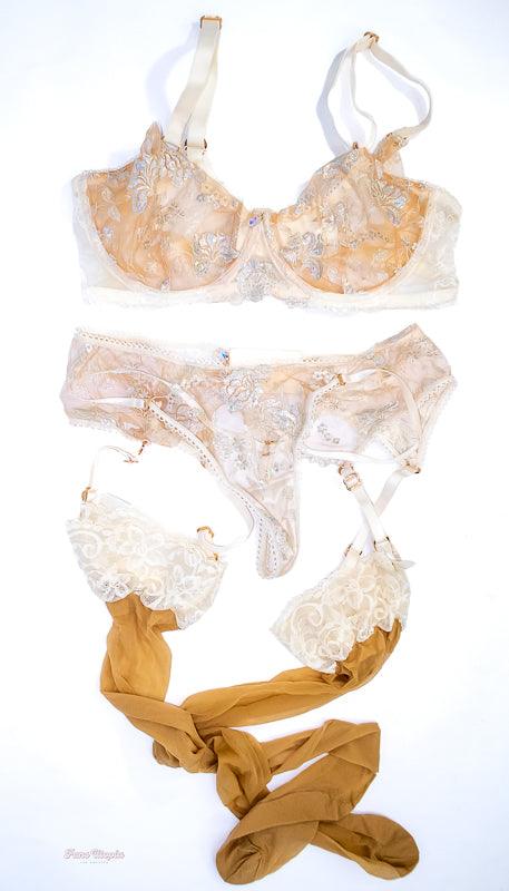 Kayley Gunner HB Cream & Nude Complete Lingerie Set - FANS UTOPIA