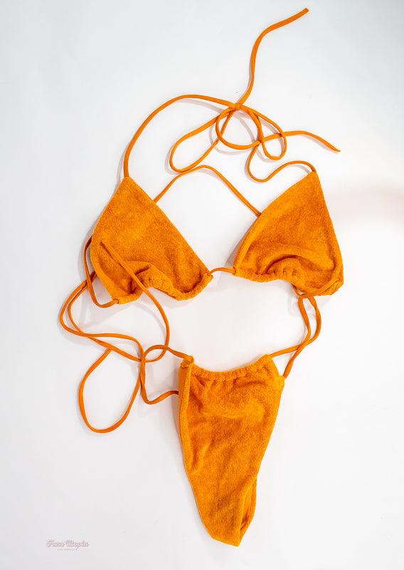 Kayley Gunner Orange Terry String Bikini - FANS UTOPIA