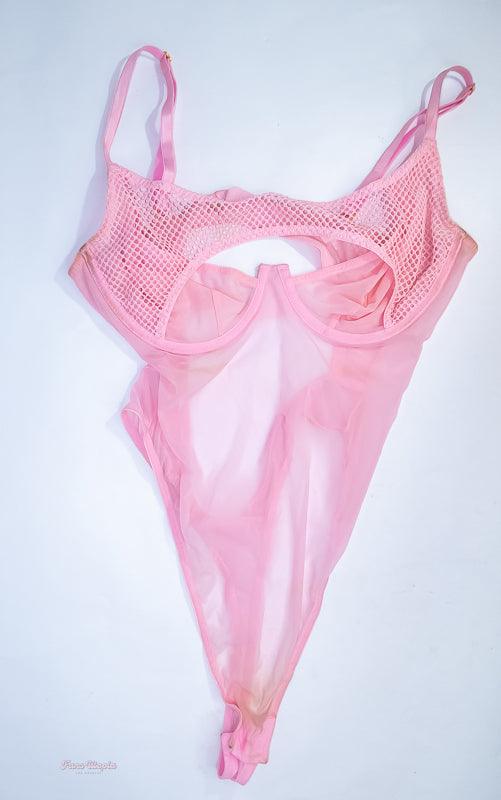 Kayley Gunner Pink Mesh Bodysuit - FANS UTOPIA