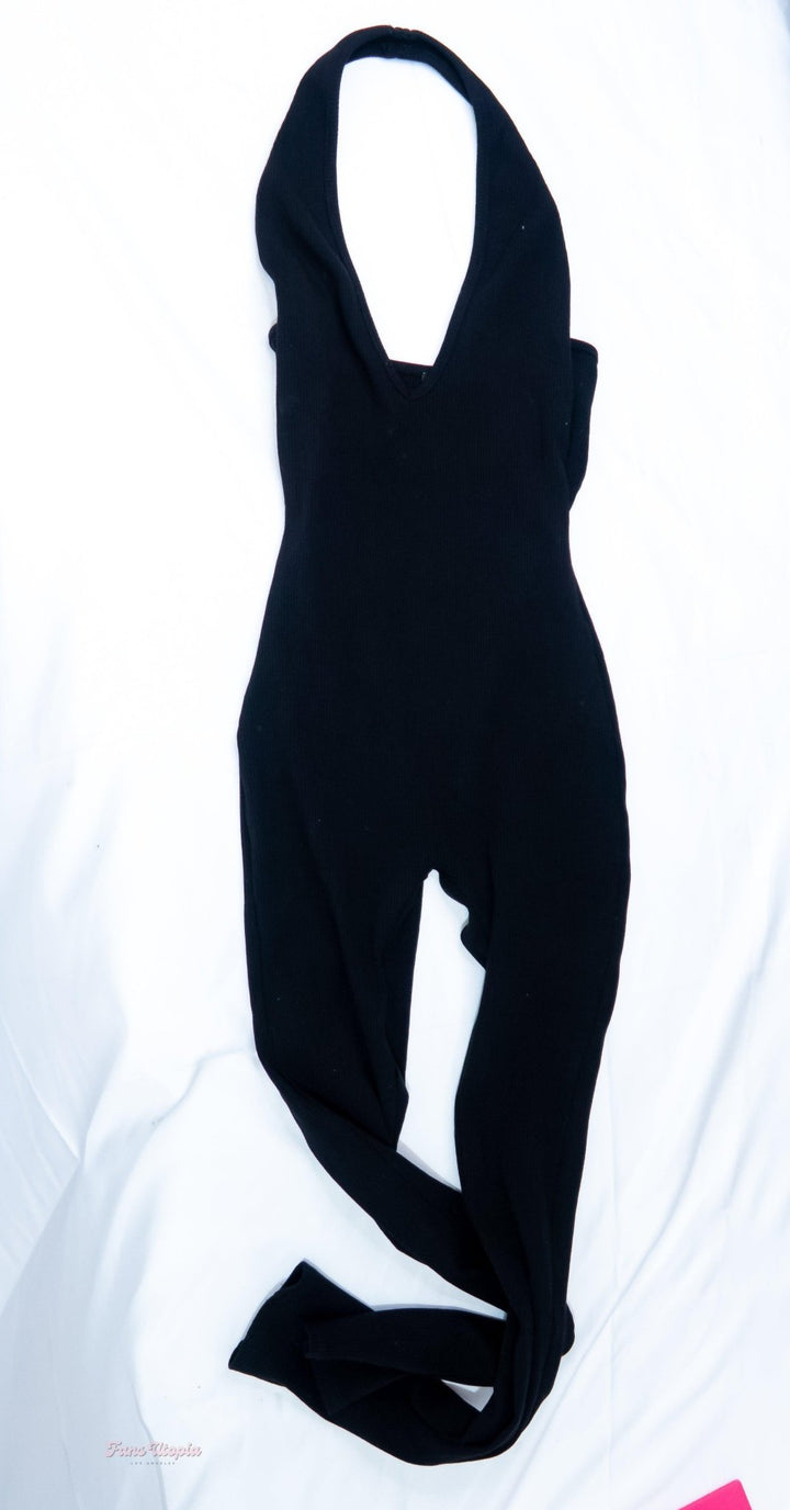 Kayley Gunner Ribbed Halter Jumpsuit + Black Boots - FANS UTOPIA