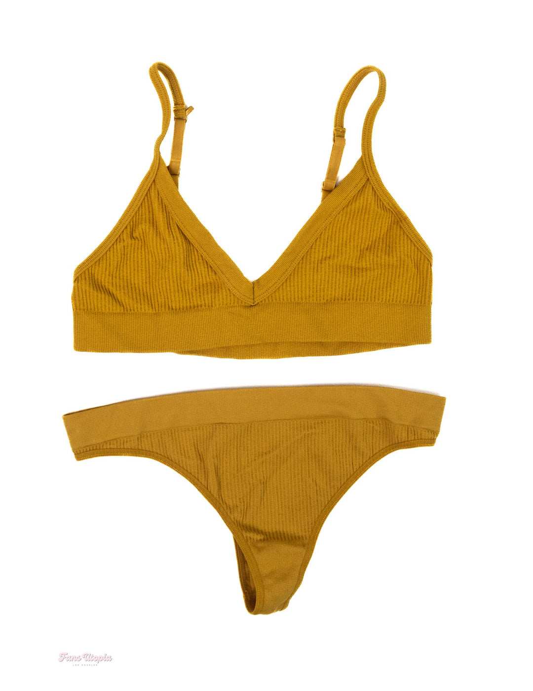 Kendra Spade Yellow Ribbed Bra & Panty Set