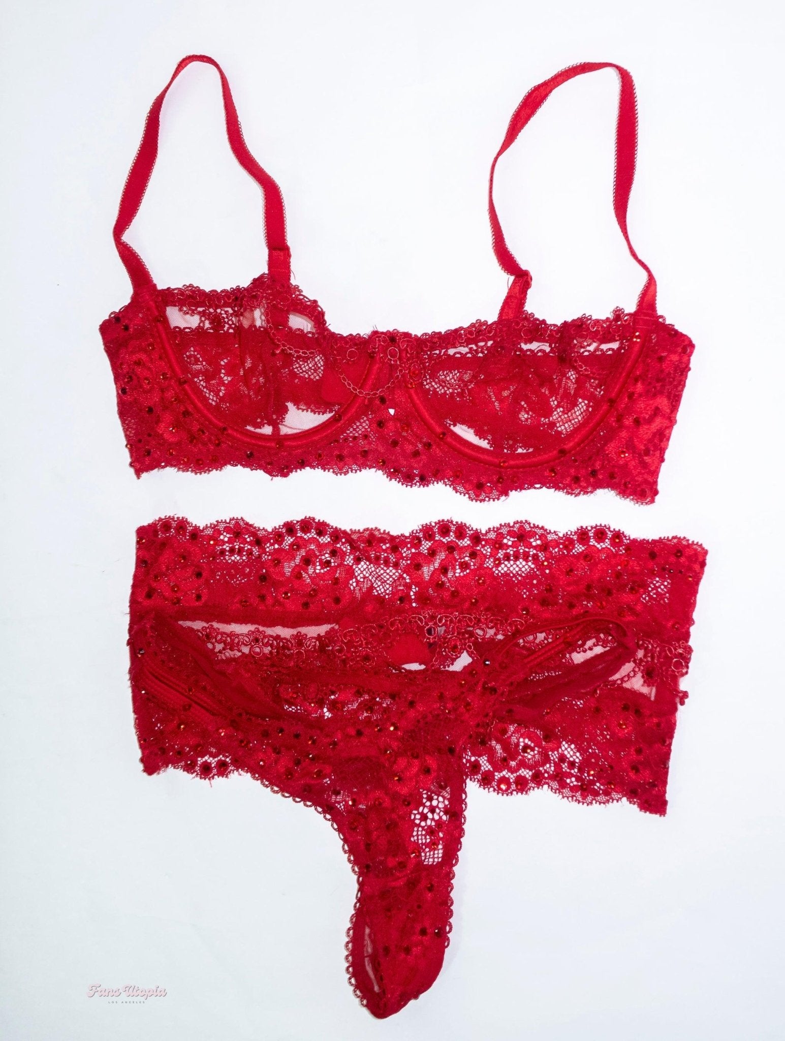 Kiki Klout Red Rhinestoned Lingerie Set - FANS UTOPIA