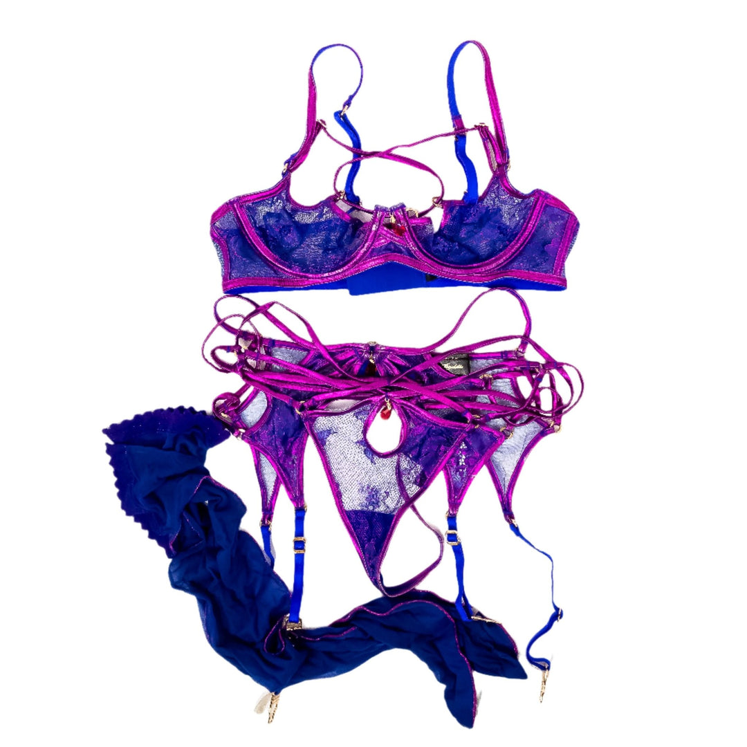 Kylie Rocket Purple Blue HB Complete Lingerie Set