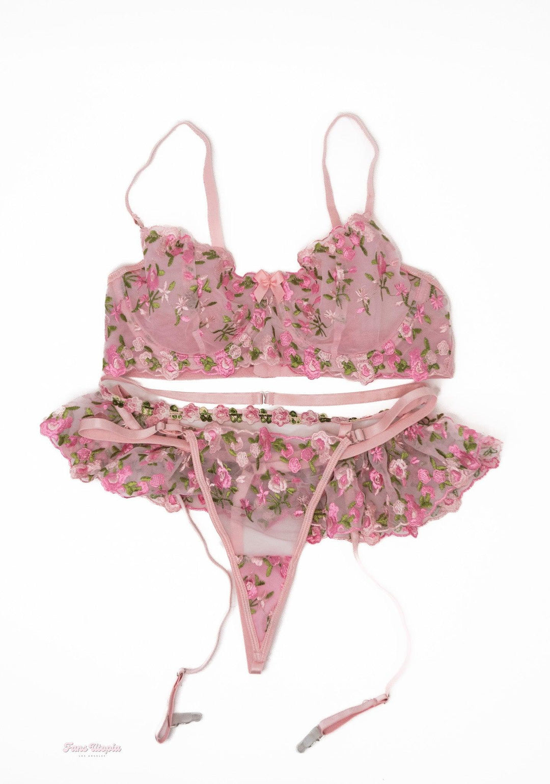 Lexi Lore Baby Pink Floral Lingerie Set - FANS UTOPIA