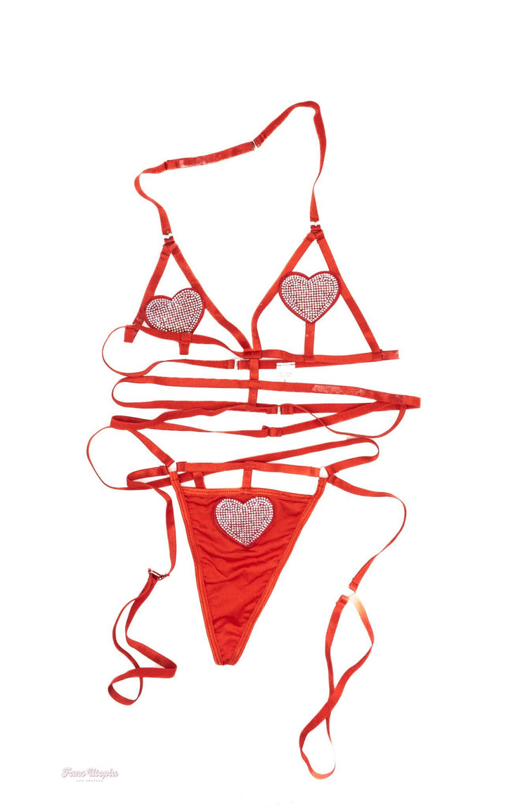 Lexi Lore Red Heart String Lingerie Set - FANS UTOPIA