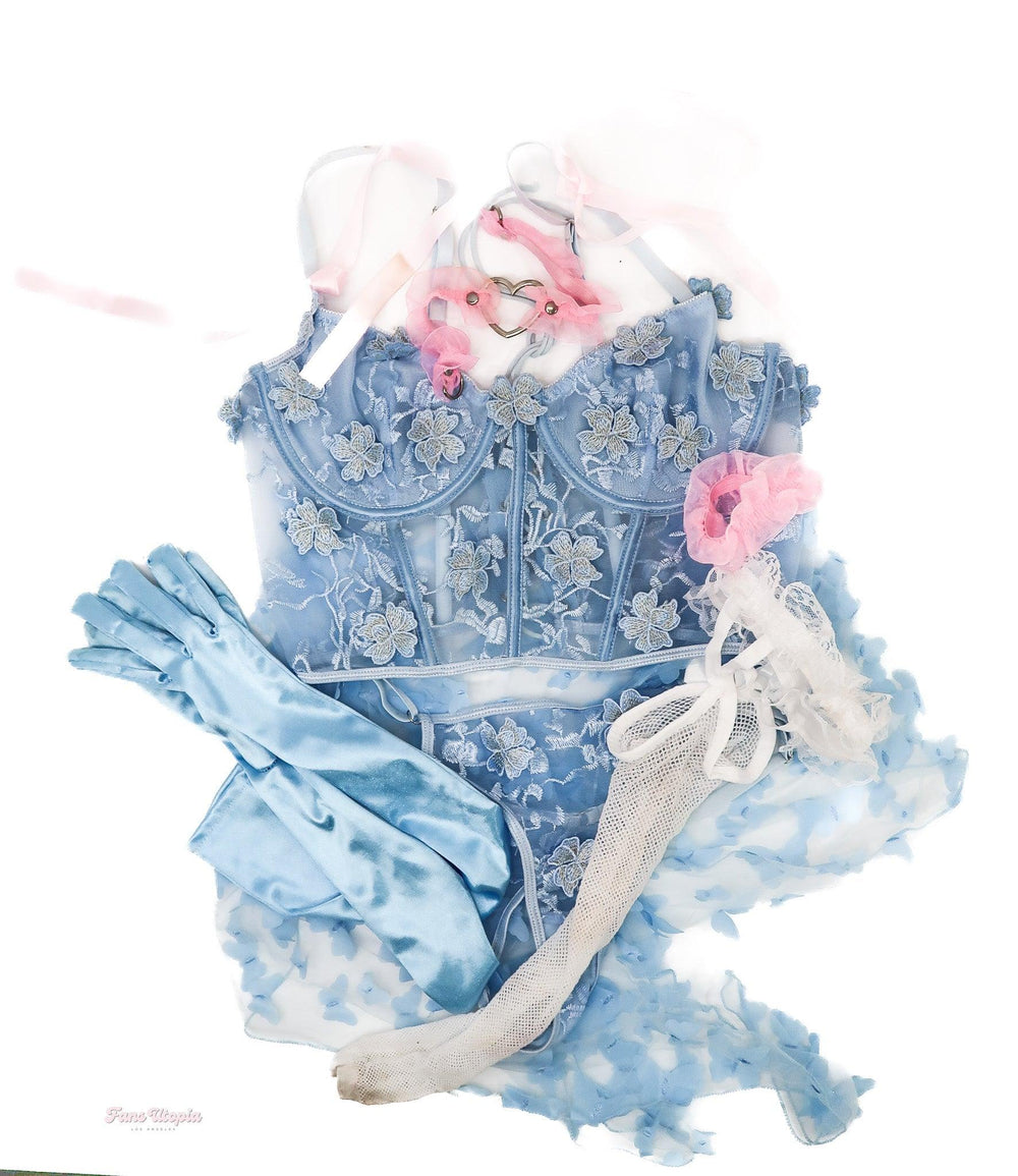 Lily Lou Blue Butterfly Lace Set - FANS UTOPIA