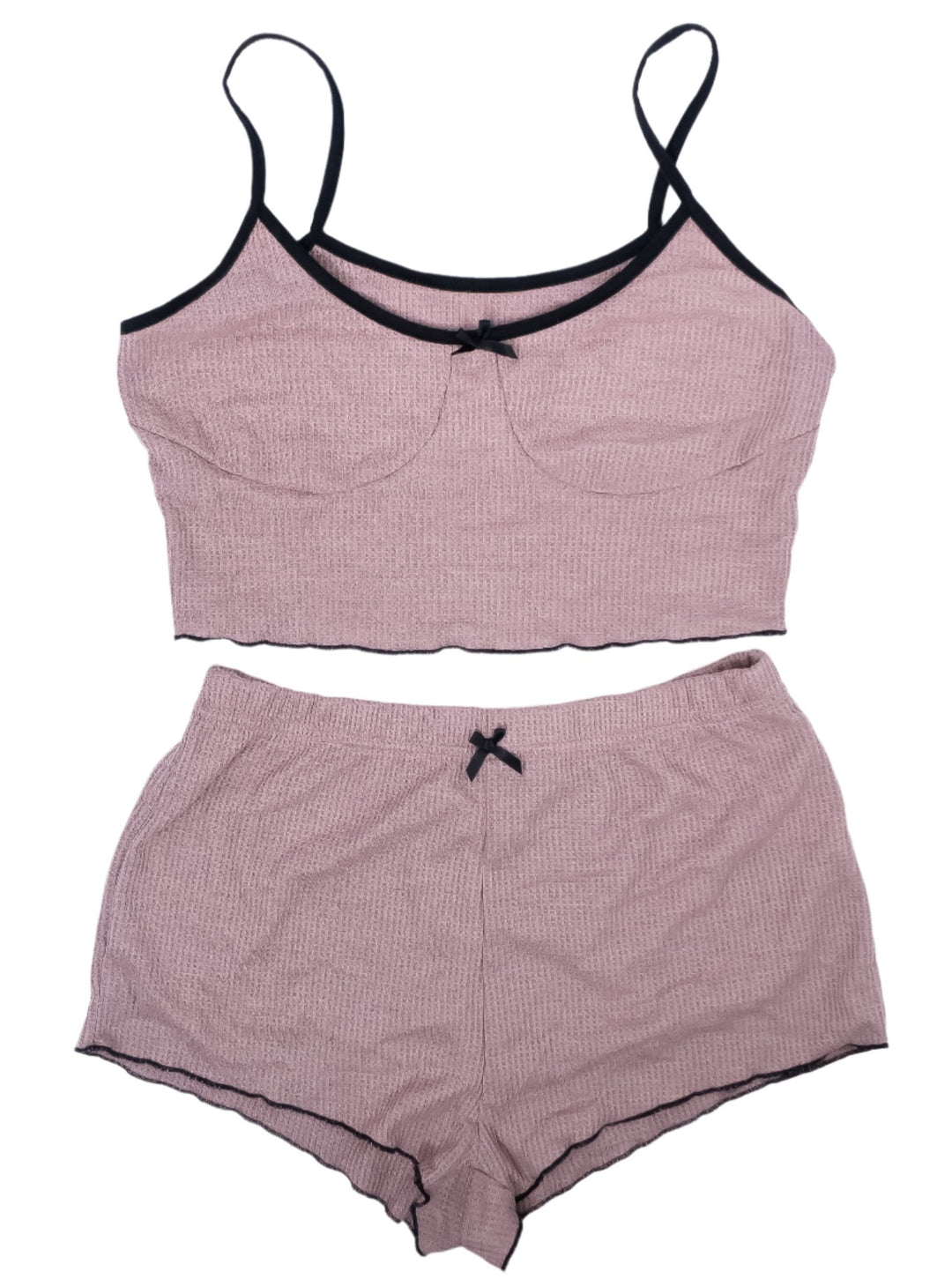 Lily Lou Mauve Waffle Top & Bottom Pajamas - FANS UTOPIA