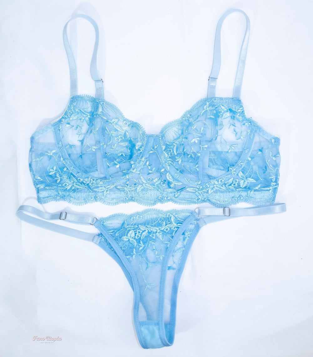 Lumi Ray Blue Floral Bra & Panties Set - FANS UTOPIA