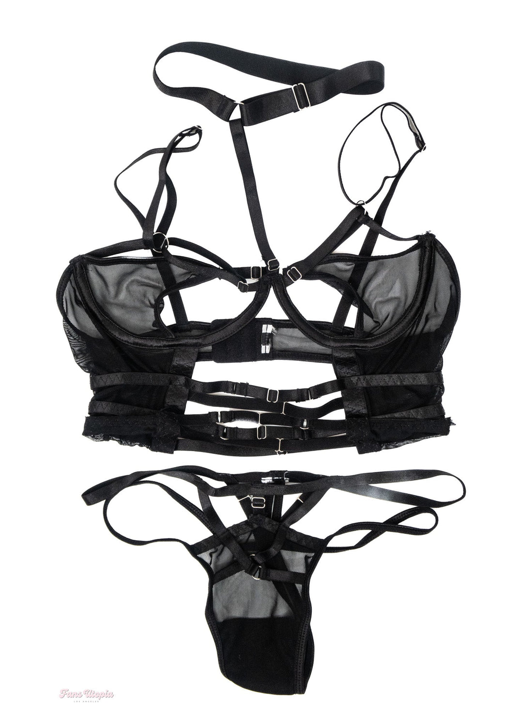 Marina Maya Black Strappy Bra & Panty Set