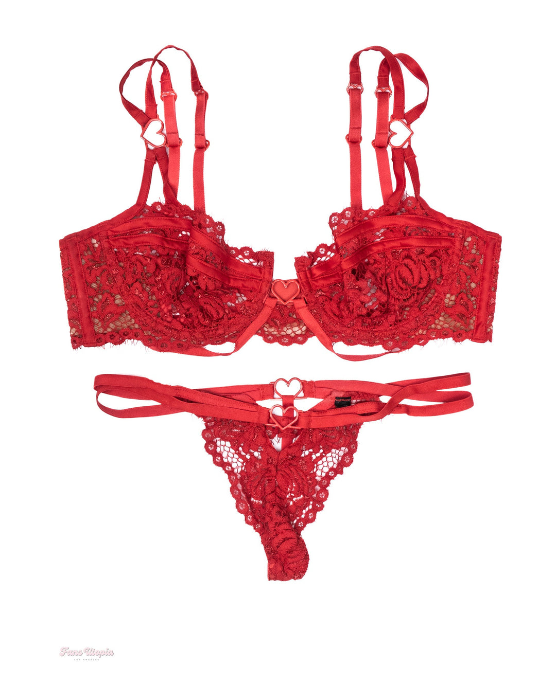 Maya Farrell Red Lace Bra & Panty Set