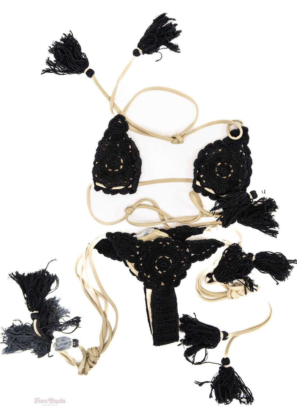 Mia Malkova Black Nude Crochet Bikini - FANS UTOPIA