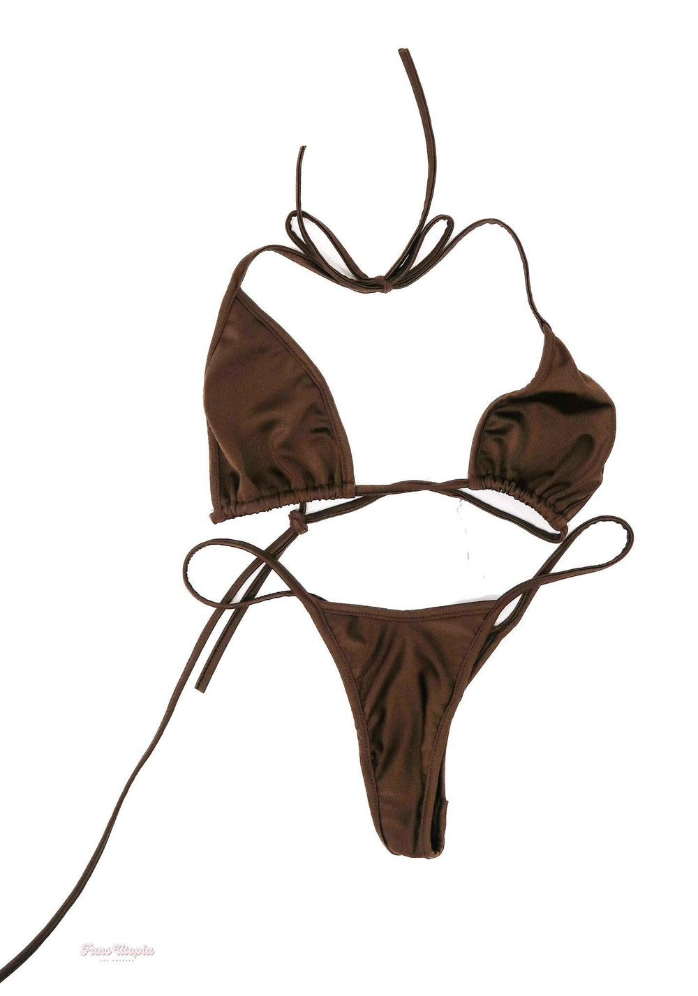 Mia Malkova Brown Bikini + Burnt Orange Mesh Cover Up - FANS UTOPIA
