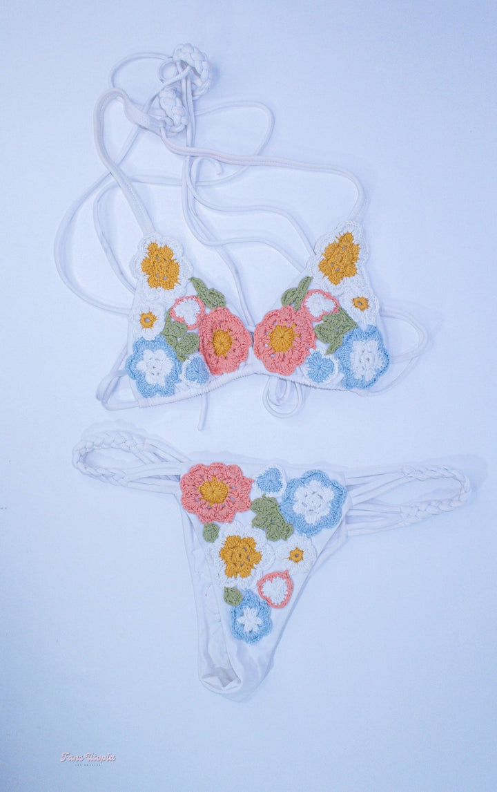 Mia Malkova White Crochet Bikini - FANS UTOPIA