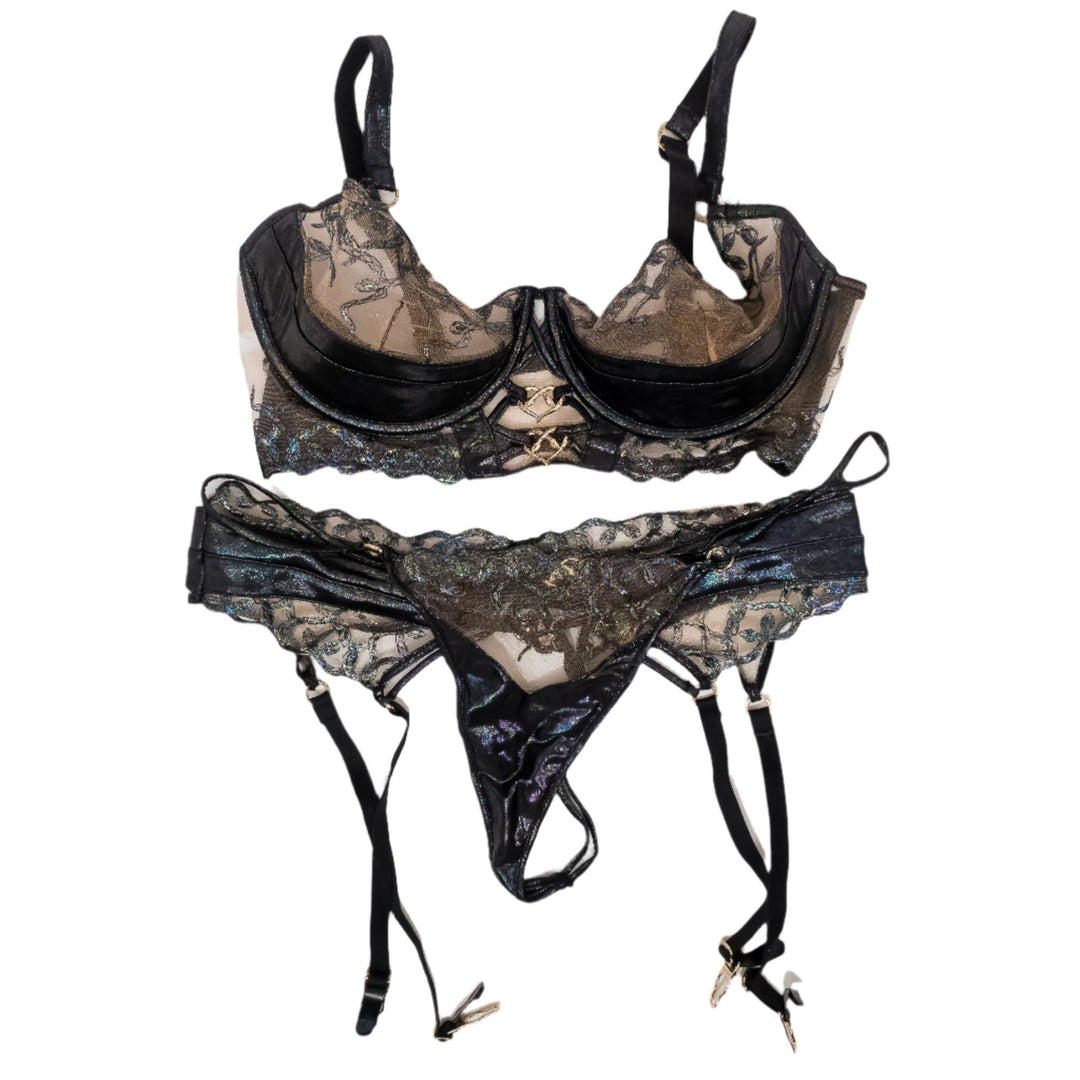 Mona Azar Black Iridescent HB Lingerie Set - FANS UTOPIA