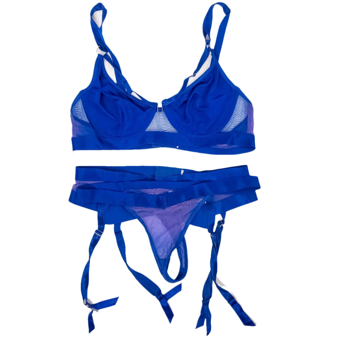 Mona Azar Blue Mesh Lingerie Set - FANS UTOPIA