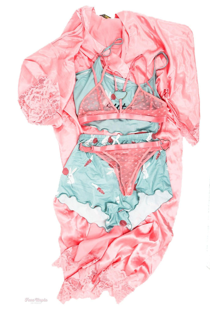Nicole Aria Pink Blue Sleepwear Set + Bra & Panty Set - FANS UTOPIA