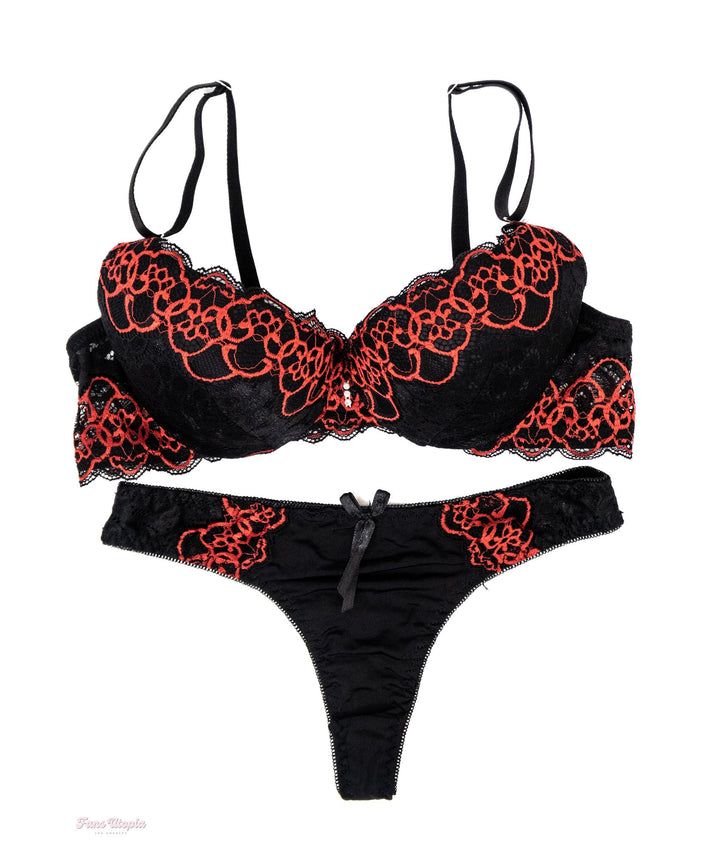 Nikki Benz Black Neon Floral Bra & Panty