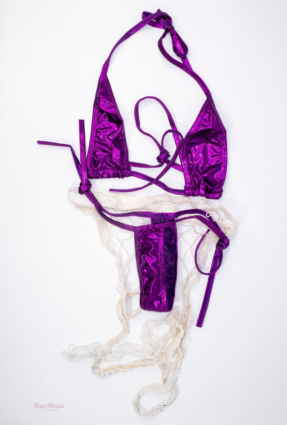 Payton Preslee Metallic Purple Bikini + Fishnets - FANS UTOPIA