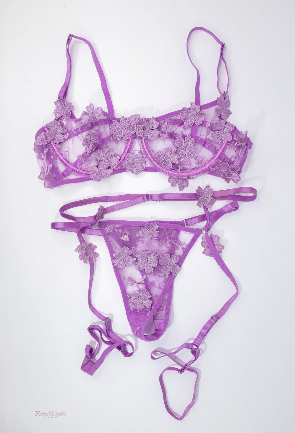 Payton Preslee Purple Lace Floral Lingerie Set - FANS UTOPIA
